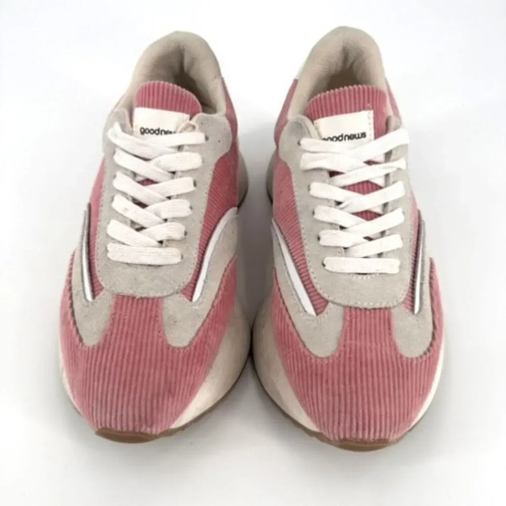 GOOD NEWS Kook suede-trimmed corduroy sneakers‎ Pink Size 39 US Size 9 Platform